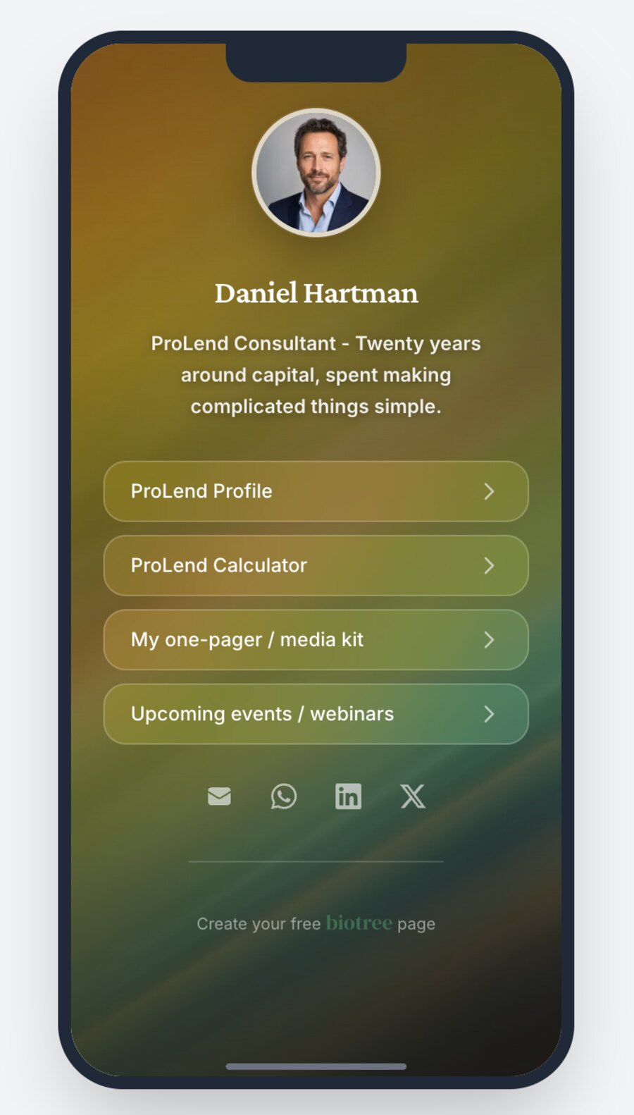 Sample BioTree digital business card